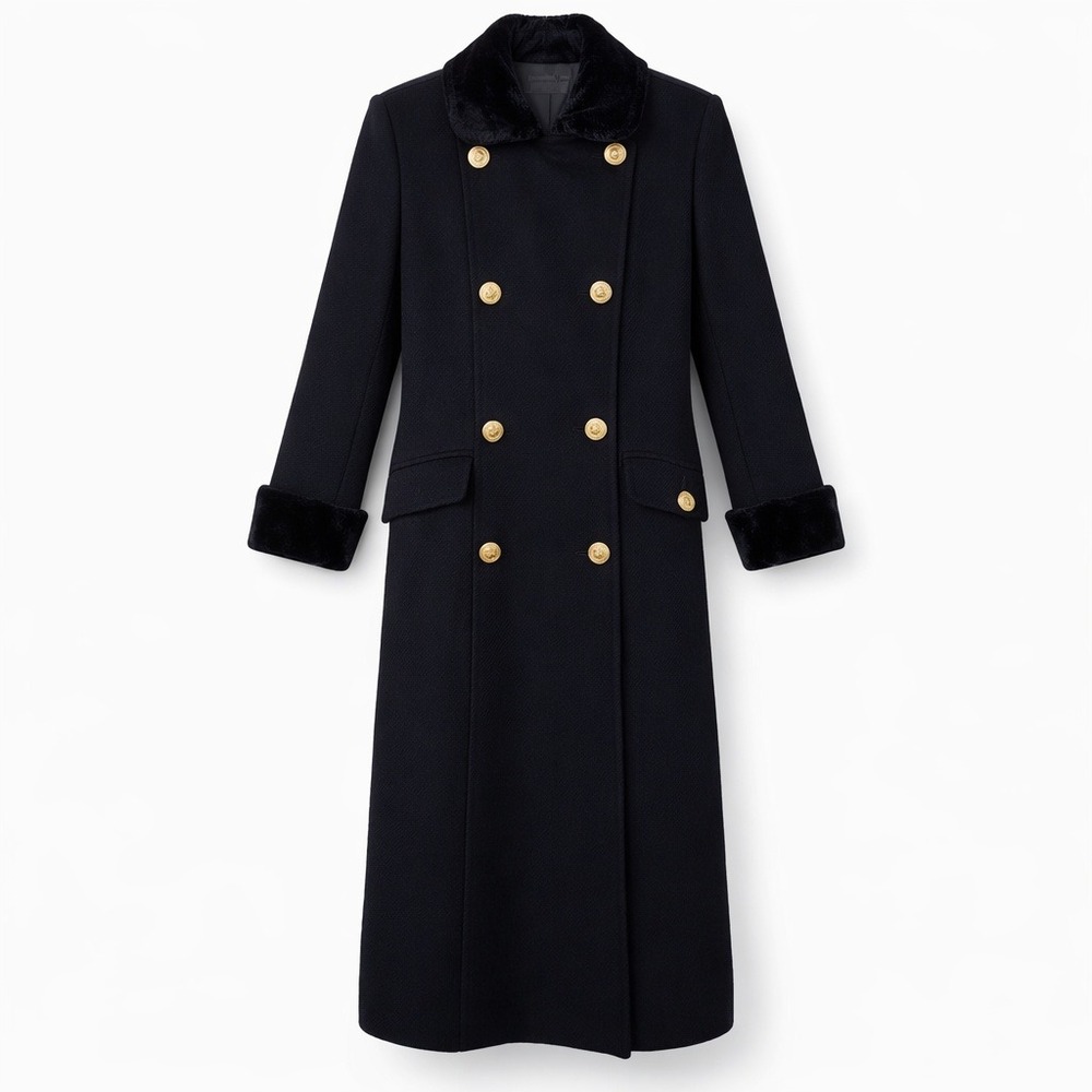 Jonathan Michael Black 100% Wool‎ Coat S Penny Lane Gold Buttons Old Money Vtg